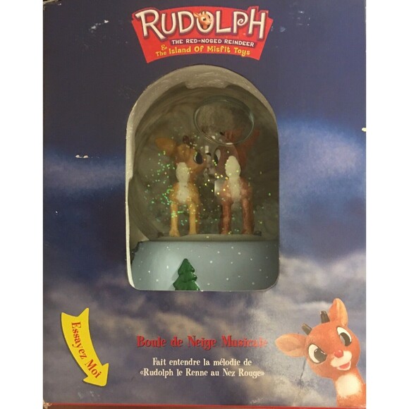 Rudolph and Clarice Island of Misfit Toys Enesco Musical Snowglobe RARE Works - Picture 4 of 6
